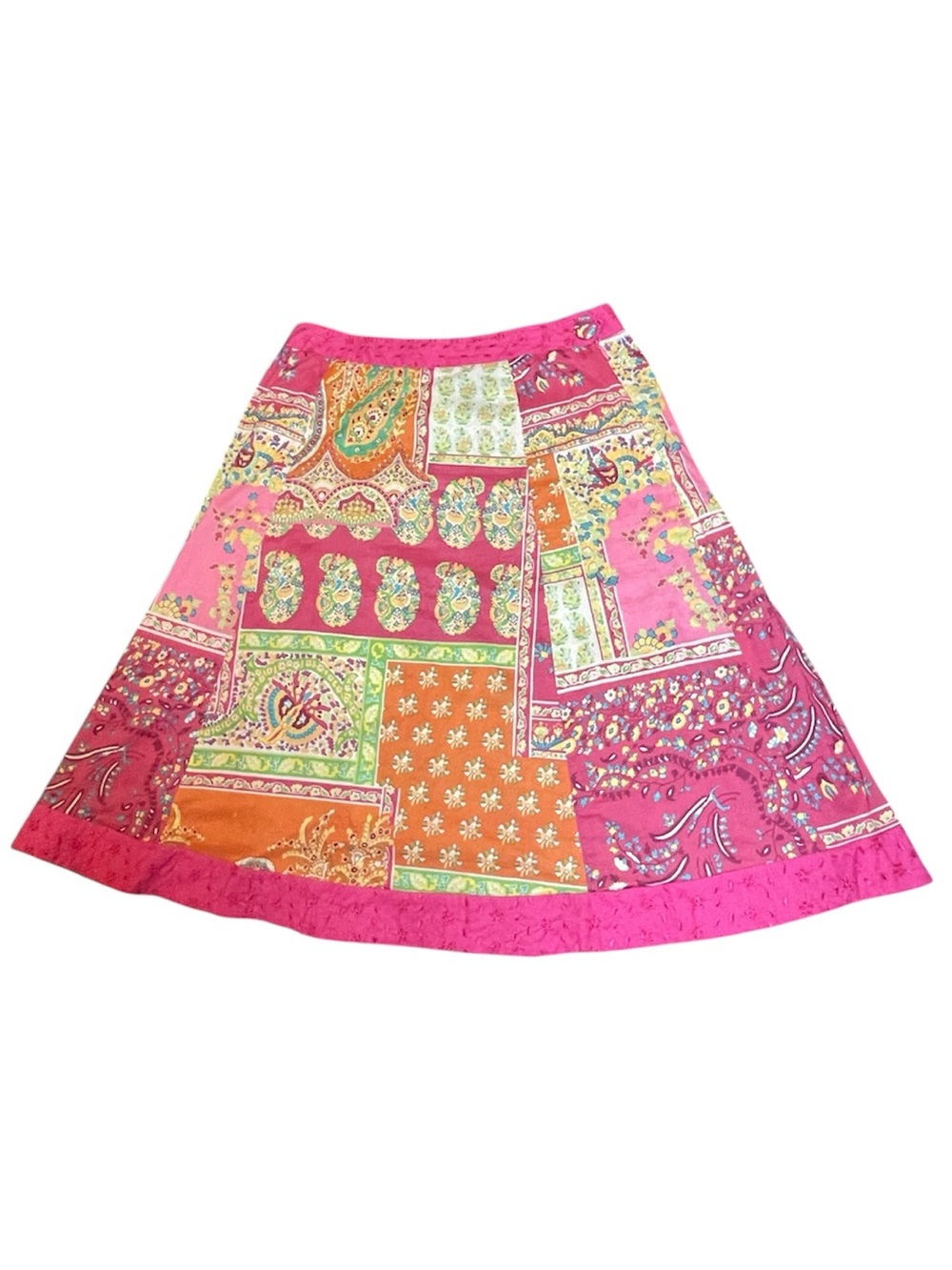 Van Heusen Women’s Pink Paisley Patchwork Cottagecore Skirt size 10